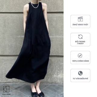 Váy yếm KHUE HOUSE Linen - Đầm suông dáng dài không tay hàng thiết kế thanh lịch, trẻ trung phù hợp cô dạo phố, công sở