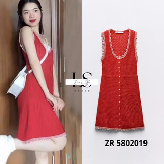 Đầm mini len móc màu đỏ TQXK mẫu mới 2024 thời trang hot girl tiểu thư cá tính | Order