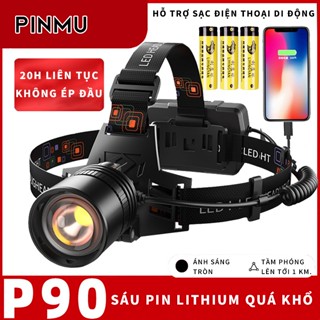 Đèn pin đội đầu PINMU 1 bóng siêu sáng chiếu xa 270m có Zoom xa gần đèn pin đeo trán chống thấm nước