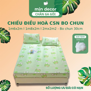 Chiếu điều hoà cao su non bo chun latex mịn decor, chiếu bọc đệm cao mềm mát kèm 2 vỏ gối nằm