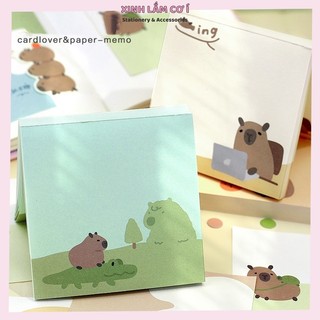 (Mẫu Mới) Tập 100 tờ Giấy Note Ghi Chép Vuông Capybara, Giấy Nhớ Phong Cách Hàn Quốc [Xinh Lắm Cơ Í]