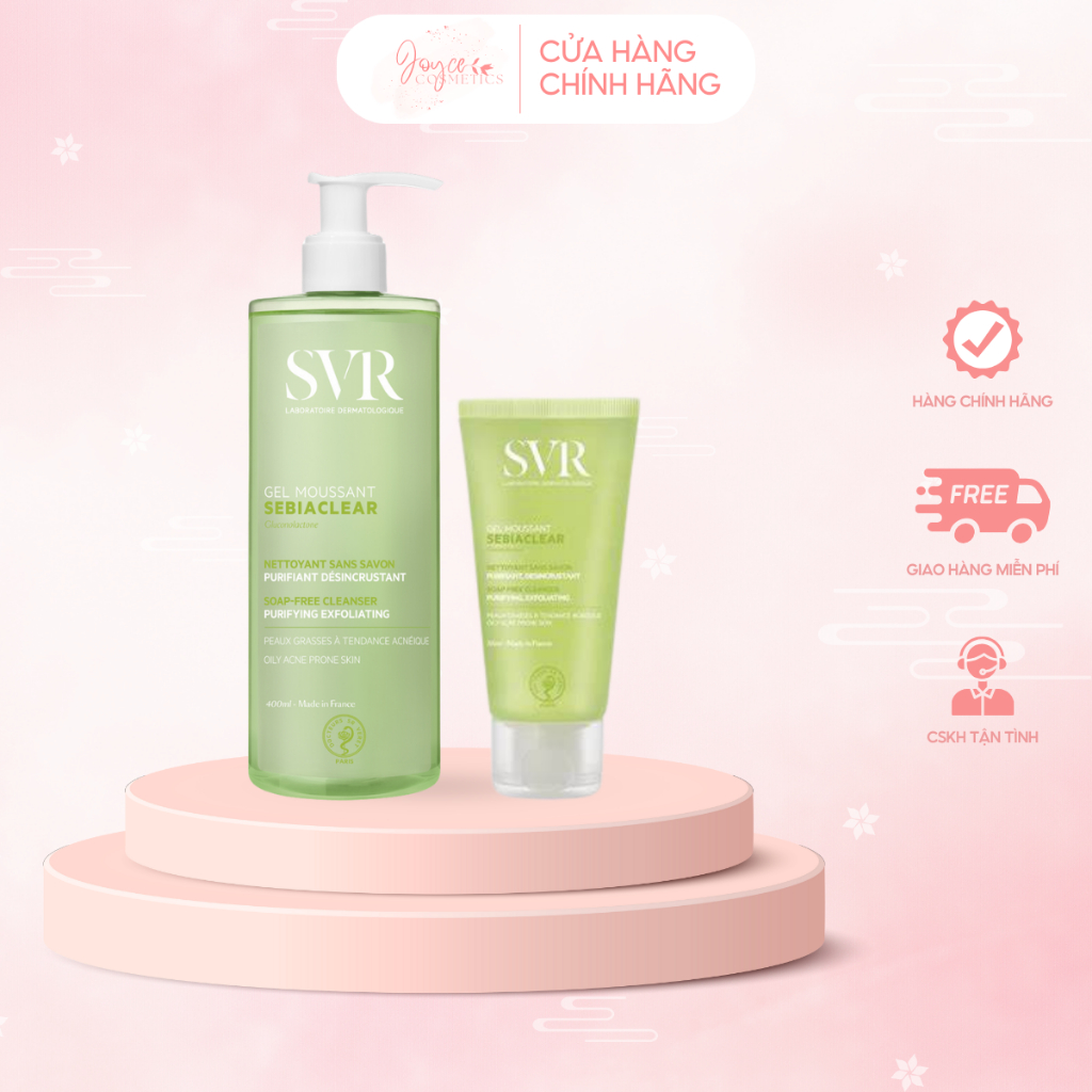 Sữa Rửa Mặt SVR Cho Da Dầu Mụn - SVR Sebiaclear Gel Moussant 200ml-400ml Loại Bỏ Tế Bào Da Chết SRM