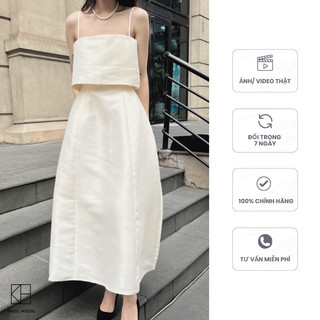Váy 2 dây KHUE HOUSE Sisca dáng suông 2 dây vạt ngực tafta A dài dày dặn co giãn có lót phù hợp đi tiệc và dạo phố