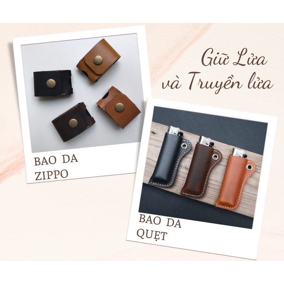 Bao Da Zippo / Bao quẹt Bic da bò thật!