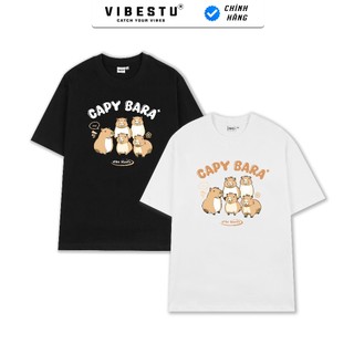 Áo Thun Cabybara Local Brand VIBESTU, Áo Thun Unisex Nam Nữ Form Oversize 250Gsm 100% Cotton MS01