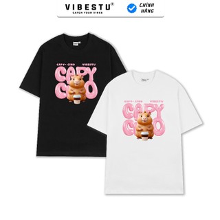 Áo Thun Cabybara Local Brand VIBESTU, Áo Thun Unisex Nam Nữ Form Oversize 250Gsm 100% Cotton MS02