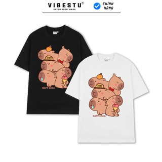 Áo Thun Cabybara Local Brand VIBESTU, Áo Thun Unisex Nam Nữ Form Oversize 250Gsm 100% Cotton MS04