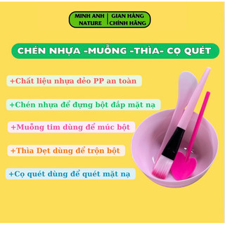 Muỗng Thìa Tim Trộn Mặt Nạ - Bát Chén Nhựa-Cọ Quét -Thìa Dẹt Trộn Mask đắp mặt, Dụng Cụ Trộn Bột