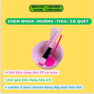 Chén Bát Nhựa Trộn Bột- Trộn Mask - Muỗng Tim Nhựa -Cọ Quét -Thìa Dẹt Trộn Bột - Dụng Cụ Trộn Bột Đắp Mặt