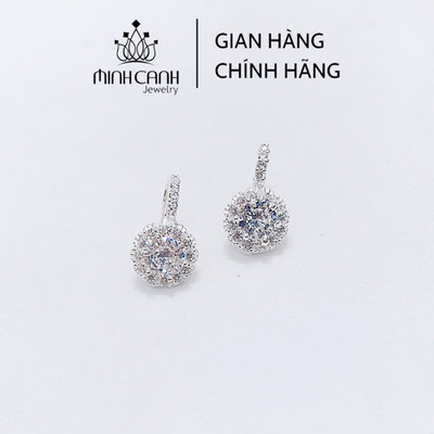 Bông Tai Bạc Nữ Minh Canh Jewelry Đính Đá Móc Treo