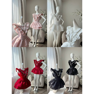 Đầm xoè tầng cổ bèo đính đá siêu xinh