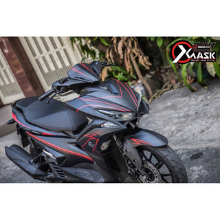 tem trùm xe nvx đen nhám chỉ đỏ