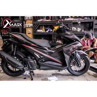 tem trùm xe nvx đen nhám chỉ đỏ