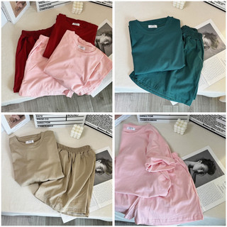 Set Bộ Mặc Nhà Trơn, Set Đồ Bộ Áo Thun Quần Đùi Chất Vải Cotton Hai Chiều Mềm Mịn Thoáng Mát Form Rộng Freesize