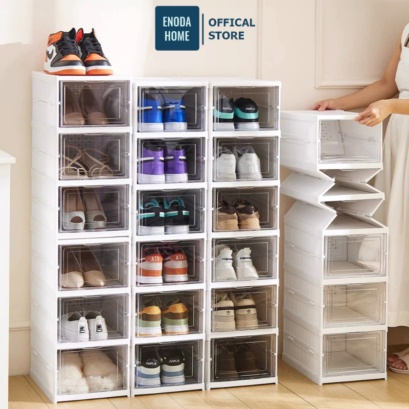 Tủ Giày Gấp Gọn ENODA HOME, Tủ Nhựa Đựng Giày Cao Cấp, Cửa Mica Trong Suốt Cao, Chịu Lực Tốt, Chống Bụi HG010