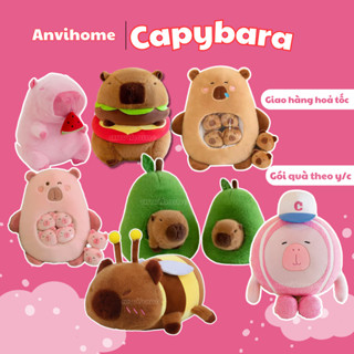 Gấu bông capybara chảy nước mũi màu hồng, Cabibara hamburger, capibala bóng chày ANVIHOME- Link2