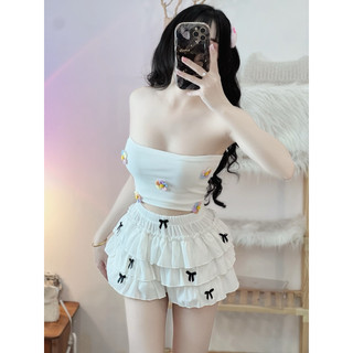 set áo cup hoa phối chân váy nơ tầng
