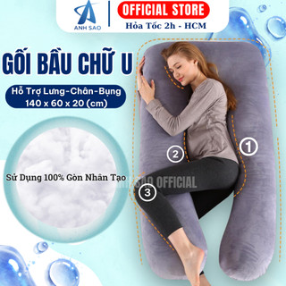 Gối Chữ U Cho Bà Bầu Vải Nhung Cao Cấp Ánh Sao Giúp Nâng Đỡ Lưng Bụng bầu Chân Đa Năng Thoáng Mát