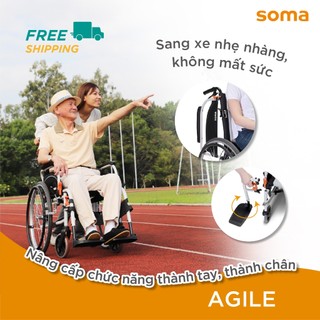 [ CHÍNH HÃNG KARMA ] Xe Lăn AGILE ( AGL) Đa Tiện Ích Nâng Được Thành Tay, Sang Xe Nhanh Gọn