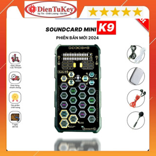 Sound Card K9 Phiên Bản Mới 2024 - Hỗ Trợ Livestream Thu Âm Karaoke Giả Giọng, Auto Tone Tặng Kèm Micro Tai Nghe Dây Cáp