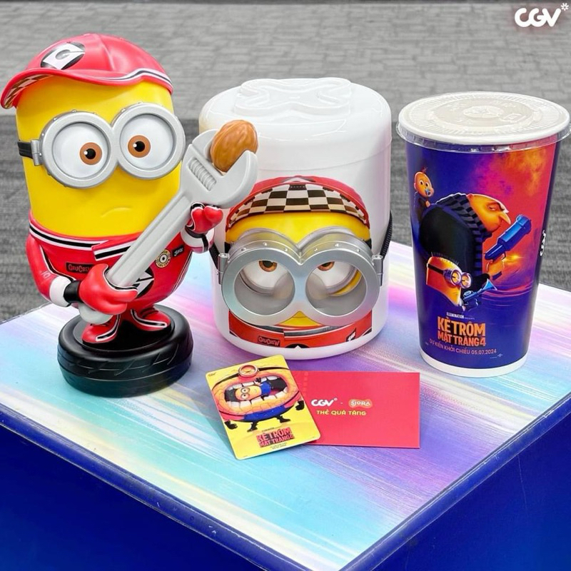Combo Cốc Minions và Hộp đựng bắp rang Bơ Cgv