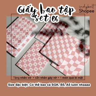[Set 6 - 6 mẫu]  Giấy bọc vở, giấy bao tập, bao tập A5, bao tập B5, SGK, vở A4, sổ đầu bài