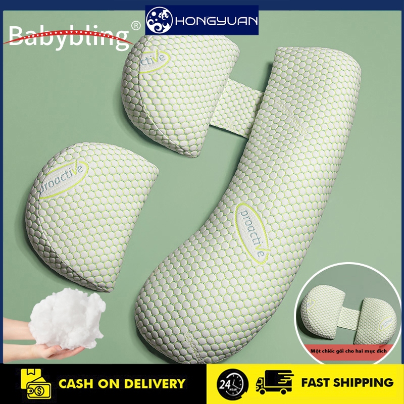Gối bầu cánh tiên/Gối Bầu Sợi Tre Organic Cao Cấp Tặng Kèm Gối Phụ Hỗ Trợ Giảm Đau Lưng Cho Mẹ Bầu