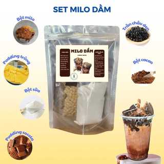 Set nguyên liệu tự pha milo dầm cacao trân châu, hai loại pudding chocolate, trứng, hương vị cacao Carrot House.