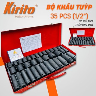 Bộ khẩu vặn ốc, bộ tuýp mở bulong 1/2 inch đen thép chrome vanadium 35 chi tiết
