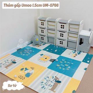 Umoo thảm gấp gọn 2 mặt umoo kích thước 180x200x1.5 cm chất liệu xpe phủ silicone xốp nhẹ chống trượt an toàn cho b