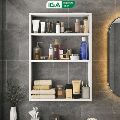 Kệ mỹ phẩm treo tường IGA gỗ mdf phủ melamin chống nước - Gp331