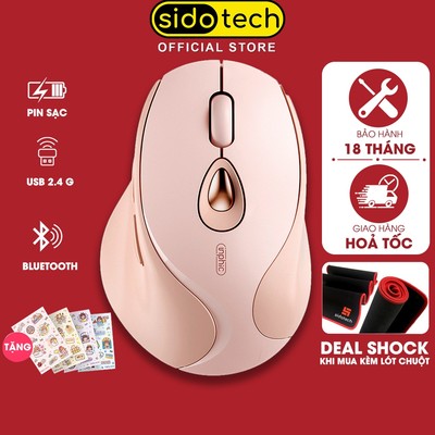 Chuột không dây bluetooth SIDOTECH INPHIC DR801 hồng cute gaming silent tắt âm pin sạc wireless máy tính laptop macbook