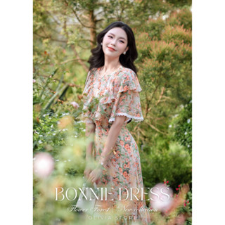 Đầm hoa nhí vintage phối ren tay OLIVIA STORE vải chiffon Hàn Quốc mềm mại có co giãn nhẹ