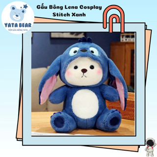 Gấu Bông Lena Stitch Xanh Dương YATABEAR Thú Nhồi Lena Đội Mũ Cao Cấp Thú Bông Chất Vải Siêu Mịn An Toàn Với Trẻ Em