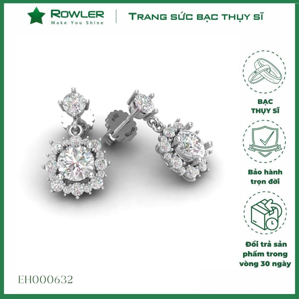[MẪU ĐẶC SẮC] Bông tai Royal CHUÔI VẶN bạc Thụy Sỹ 925 full đá Moissanite viên chủ 6.0ly sang trọng 
