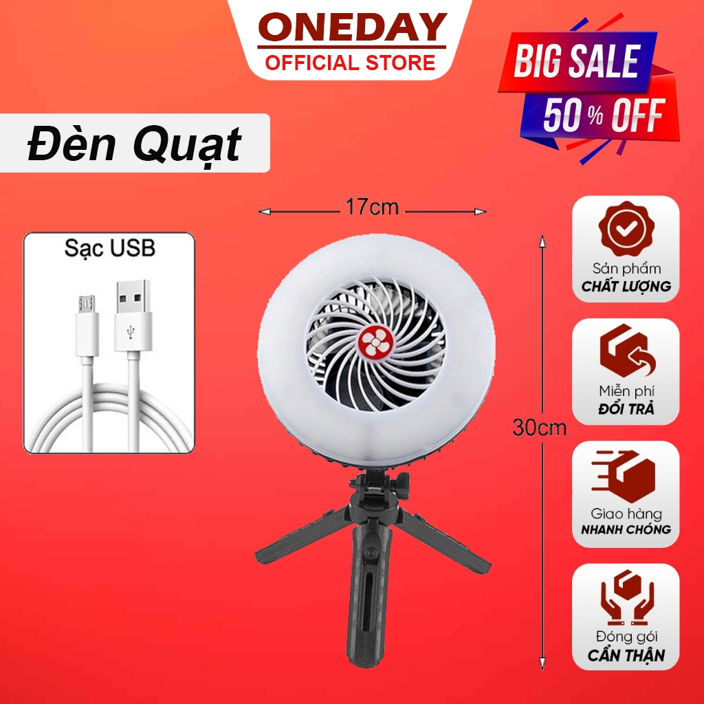 Đèn Camping, Quạt Camping năng lượng mặt trời Kèm Sạc USB tiện dụng du Lịch, cắm trại -D21