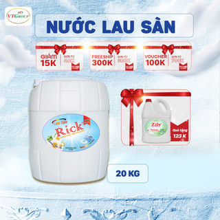 Nước lau sàn rick can 20kg - tặng 1 chai nước rửa chén chanh dây & thơm 4.7kg