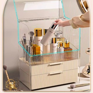 Hộp đựng mỹ phẩm cao cấp X-8902. Hộp đựng đồ trang điểm nhập khẩu cao 3 tầng có nắp đậy trong suốt