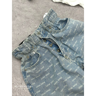Quần jean xuông miumiu chun eo