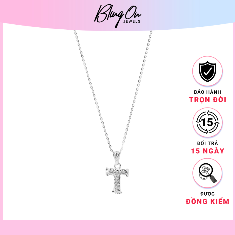 Dây chuyền bạc nữ chữ T đính đá lung linh 6139