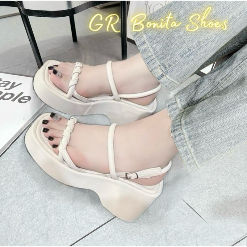 NS2 Sandal xuồng si sáp quai xoắn cao 7 cm - Bonita Shoes BM08
