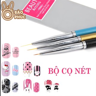 Bộ cọ nét 3 cây - Cọ vẽ nét móng nail - Set 3 cọ nét siêu mảnh, dễ vẽ - Dụng cụ làm nail