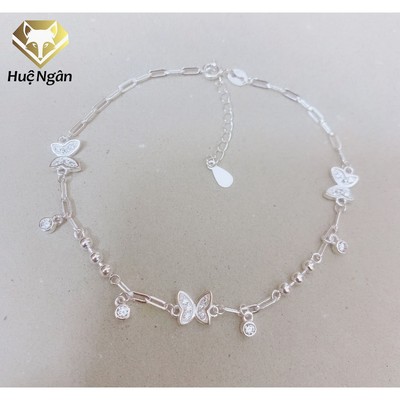 Lắc chân bạc Ý 925 Huệ Ngân-Uyên ương Hồ điệp LC0168