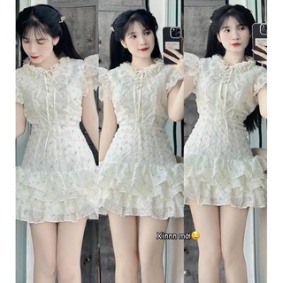 set đầm voan phối ren đi chơi đi biển siêu sang hàng thiết kế loaij 1
