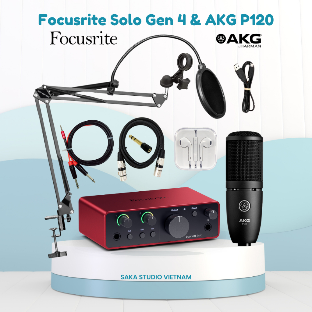 Bộ thu âm hát livestream chuyên nghiệp AKG P120 & Focusrite Solo Gen 4