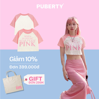Áo crop top local brand puberty doubt crop-top / creamxpink