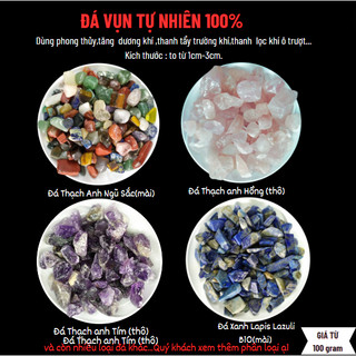 Đá Vụn,Đá ngũ sắc,Đá Phong thủy tự nhiên 💯 100g,Đá Thạch anh nhiều loại,màu