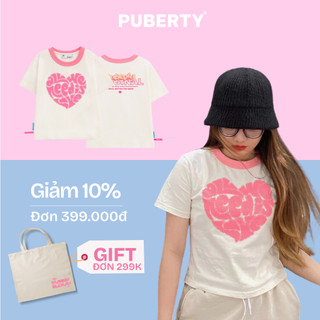 Áo thun baby tee localbrand puberty big heart baby tee