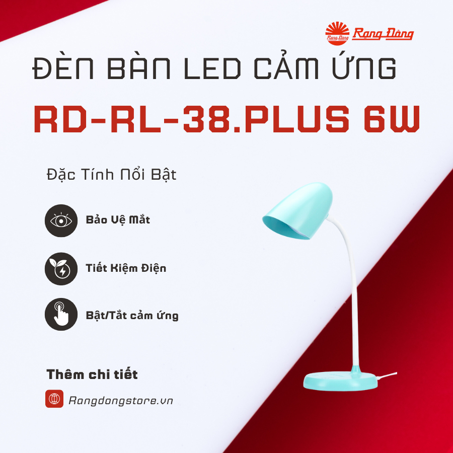Đèn Học Để Bàn Chống Cận Led Rạng Đông Cho Bé Học tập và Làm Việc RD-RL-38.PLUS 6W RẠNG ĐÔNG