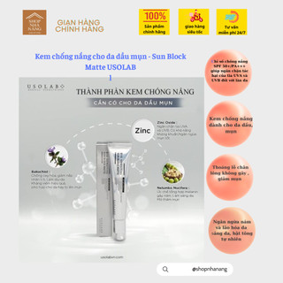 Kem chống nắng usolab bảo vệ da khỏi tia uvb & uva, kiềm dầu, giảm bóng nhờn spf50+ pa++++ 50ml